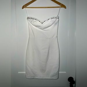 ZARA white strapless dress with studs.